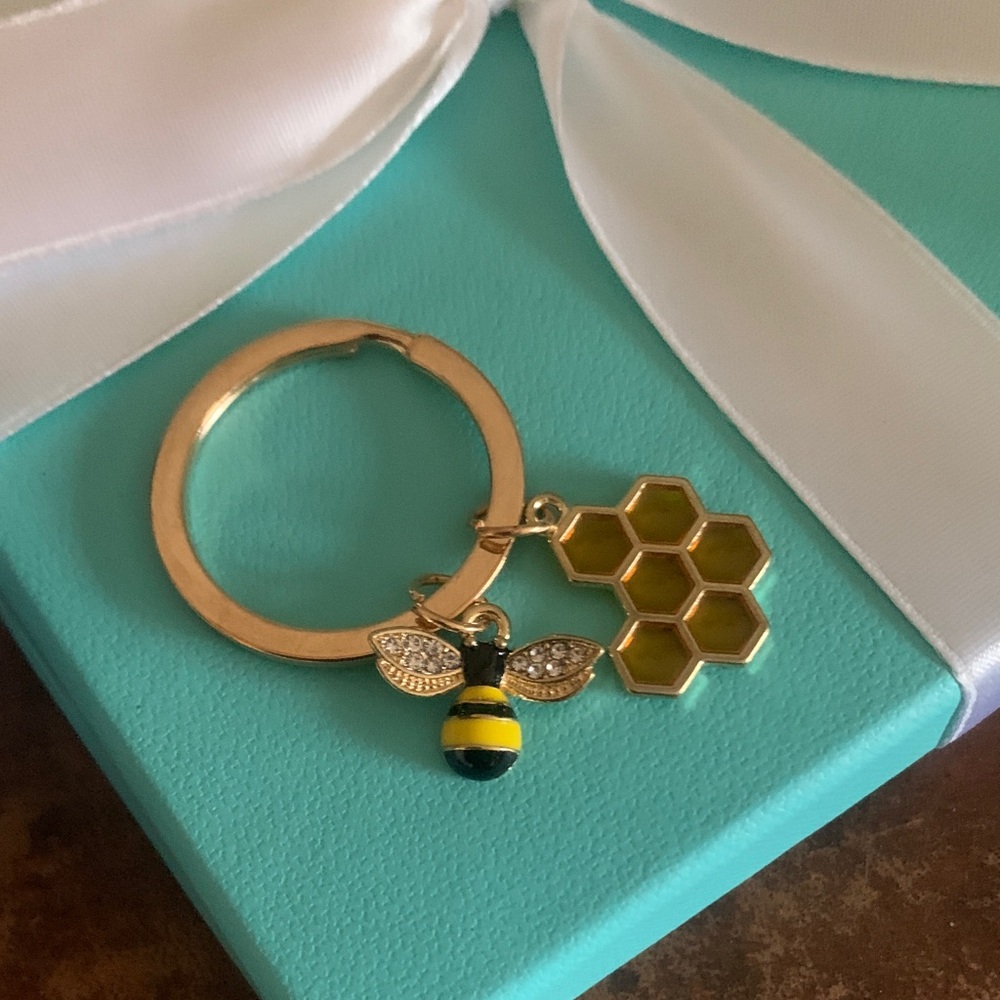 Bee and Honeycomb Keychain